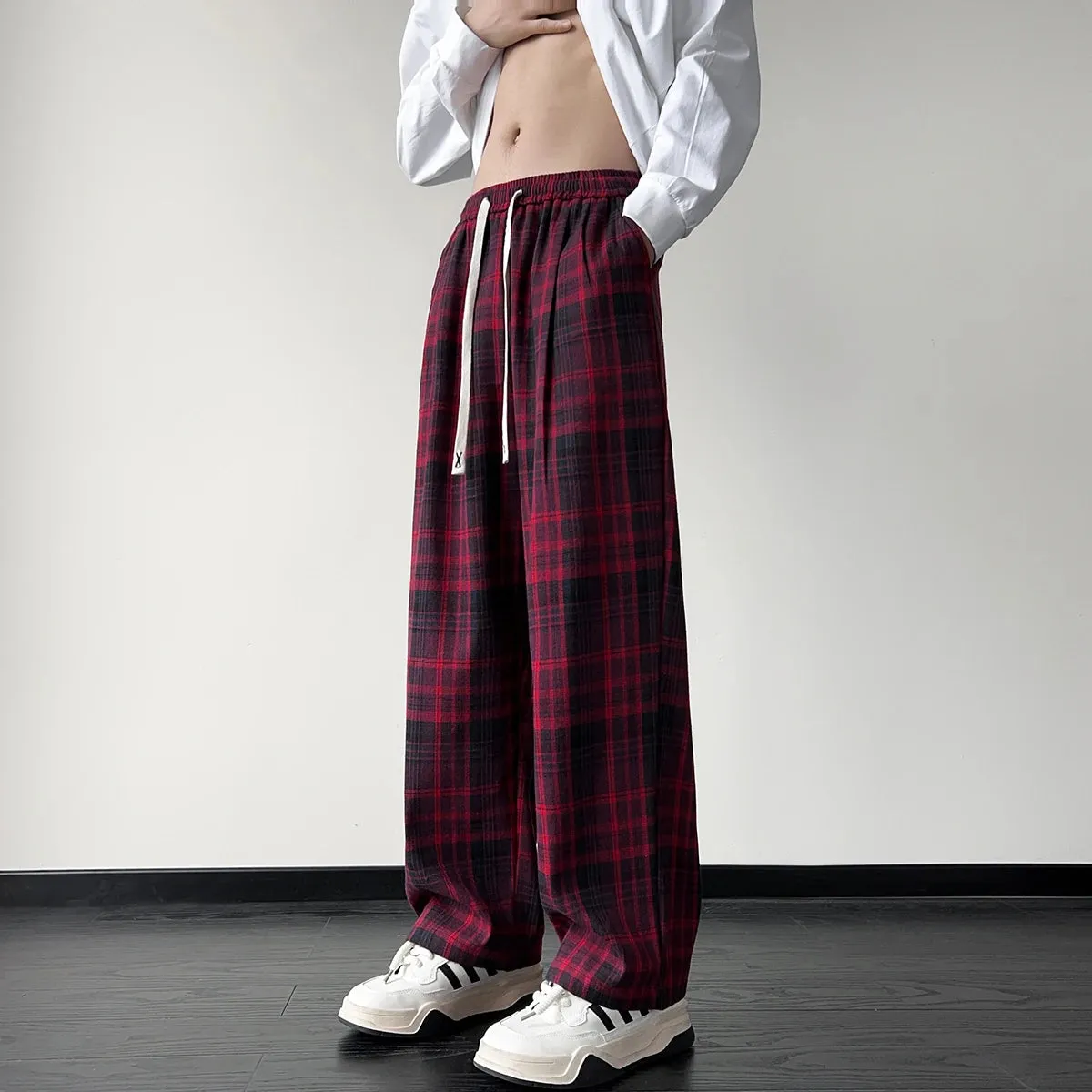 Aidase New Men's Jogger Plaid Sweatpants Men Harajuku Oversized Streetwear Y2k Hip Hop Wide Leg Baggy Harem Long Trousers Cargo Pants