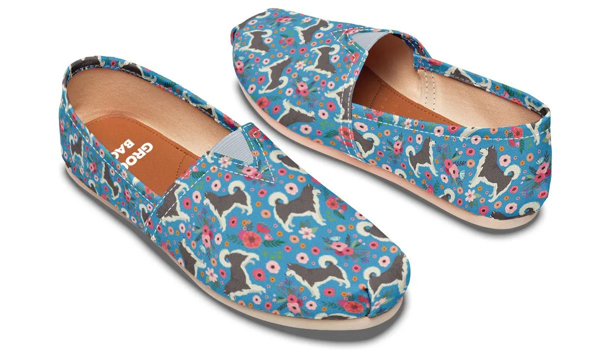 Alaskan Malamute Flower Casual Shoes