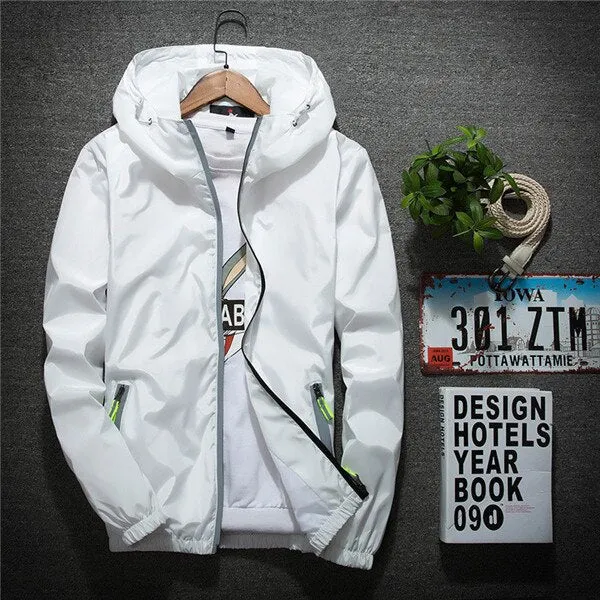 Ashoreshop Mens Reflective Windbreaker Hooded with Zipper