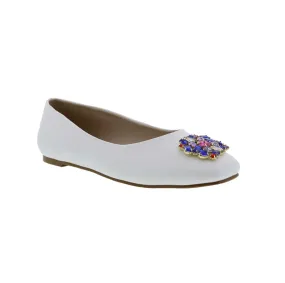 Bellini Sybil Women Slip-on Flat Shoes In White Smooth