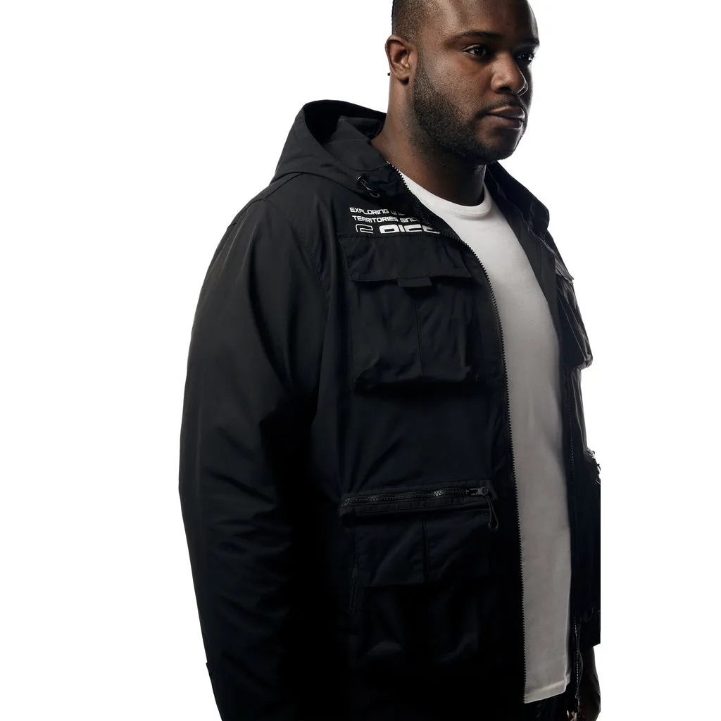 Big and Tall - Windbreaker Utility Jacket - Black