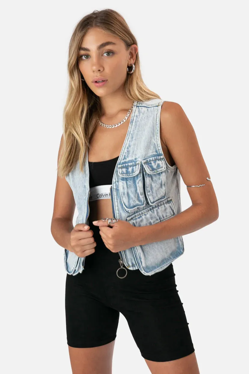 Bobbi Denim Vest - BLUE WASH - DENIM - XS/S - Women - Clothing - Jackets - Cotton