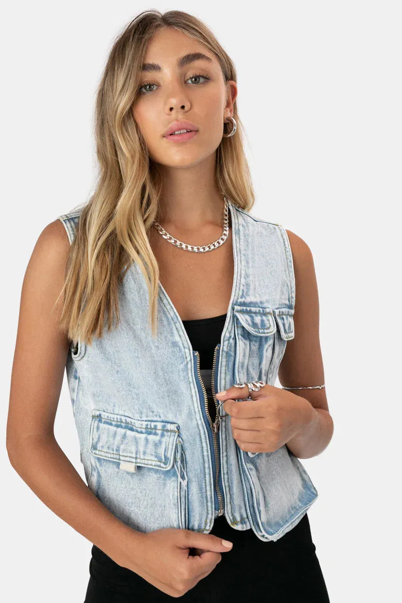 Bobbi Denim Vest - BLUE WASH - DENIM - XS/S - Women - Clothing - Jackets - Cotton