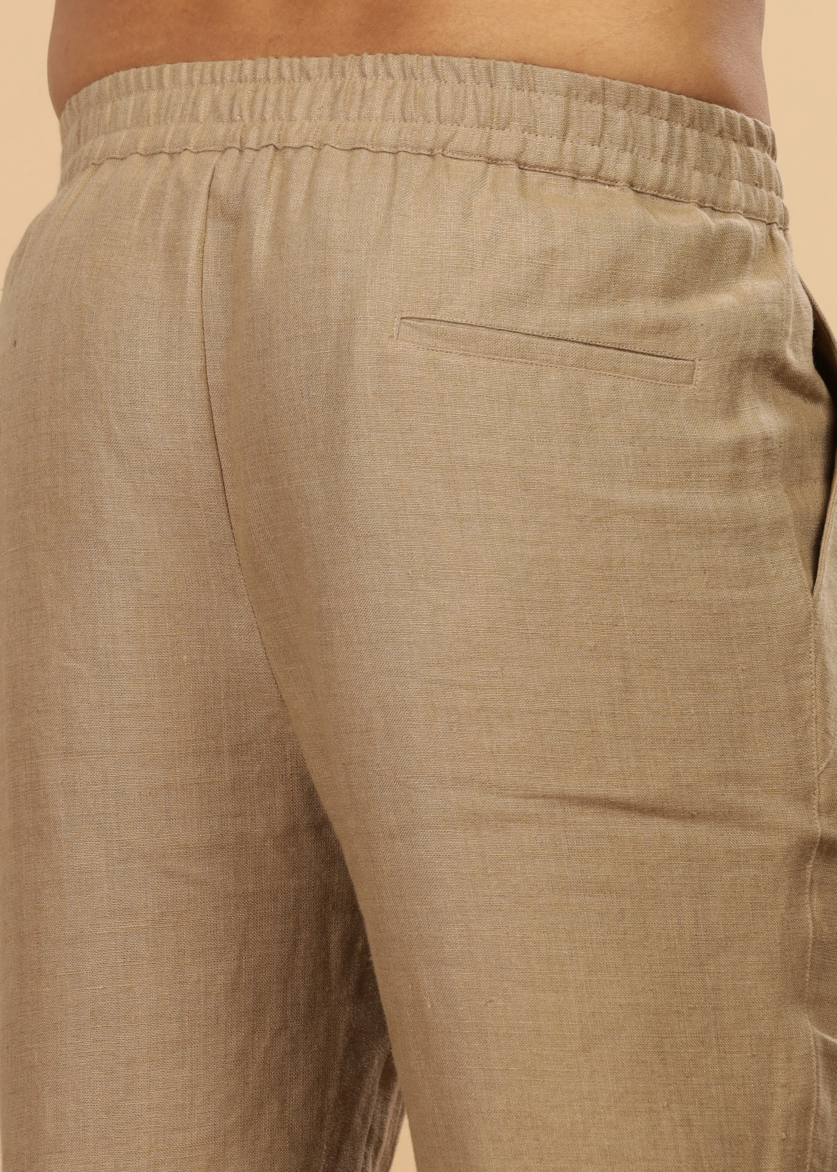 Breeze- Linen Casual Elastic Pants - Light Hazelnut Brown