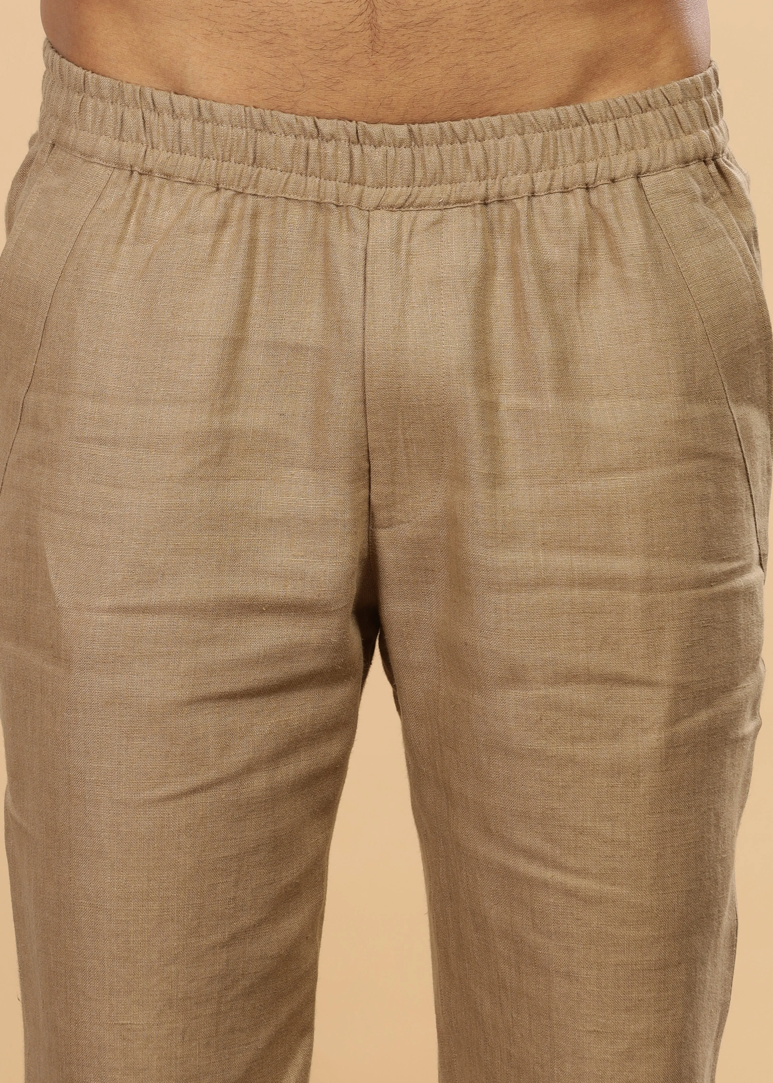 Breeze- Linen Casual Elastic Pants - Light Hazelnut Brown