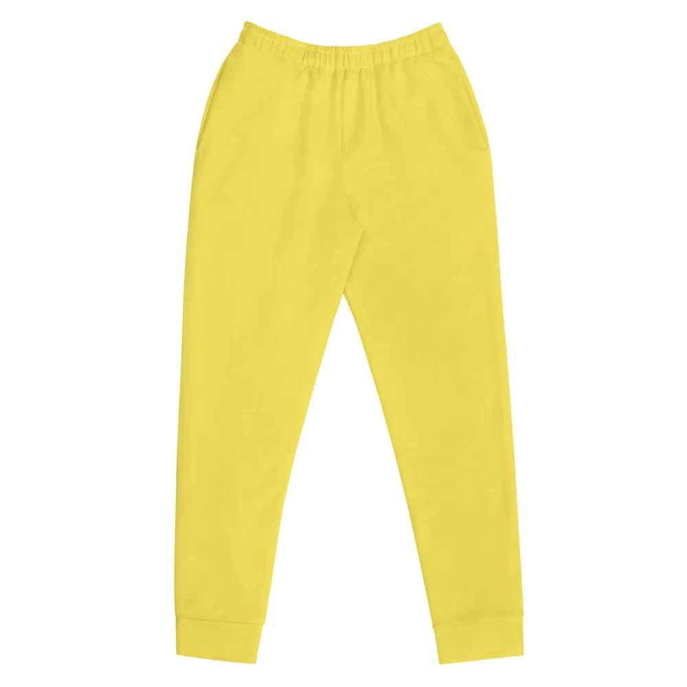 Bright Yellow Women's Joggers, Solid Color Premium Slim Fit Athletic Sweatpants-Made in EU