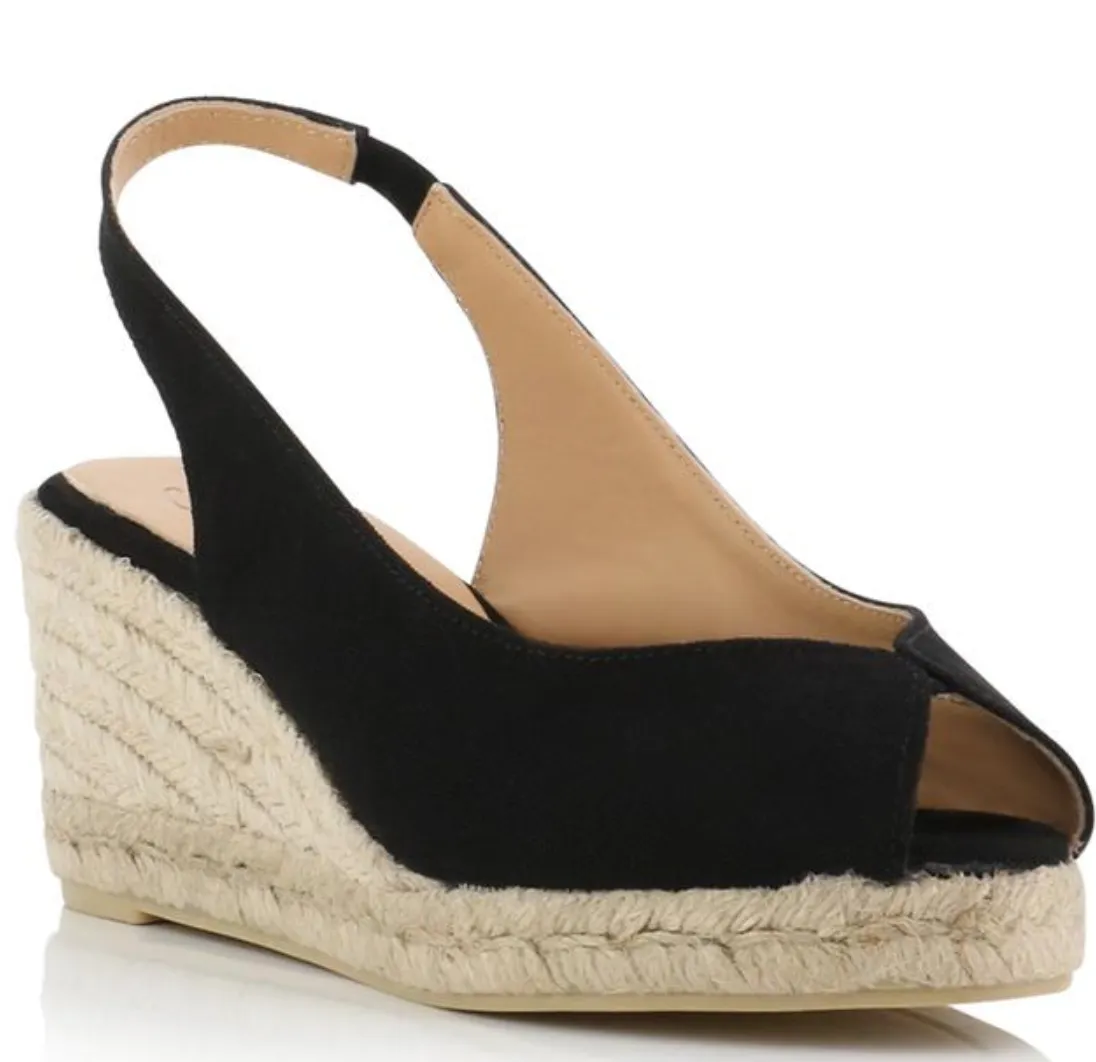 Castaner Barbara 6 Black Canvas Wedge Espadrilles