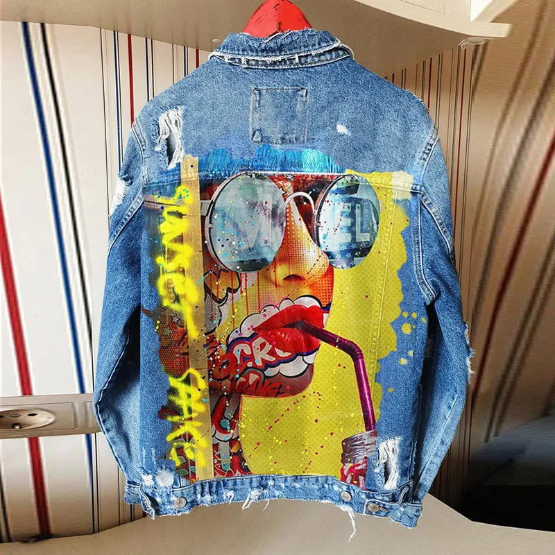 Casual Loose Denim Lapel Jacket