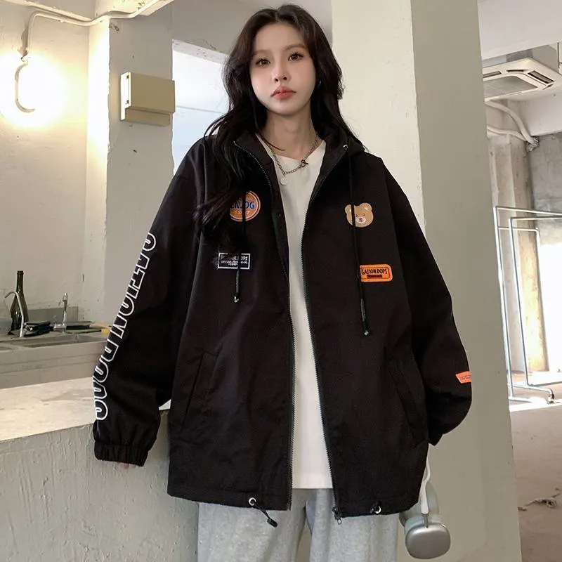 Casual Loose Fit Raincoat Hooded Jacket