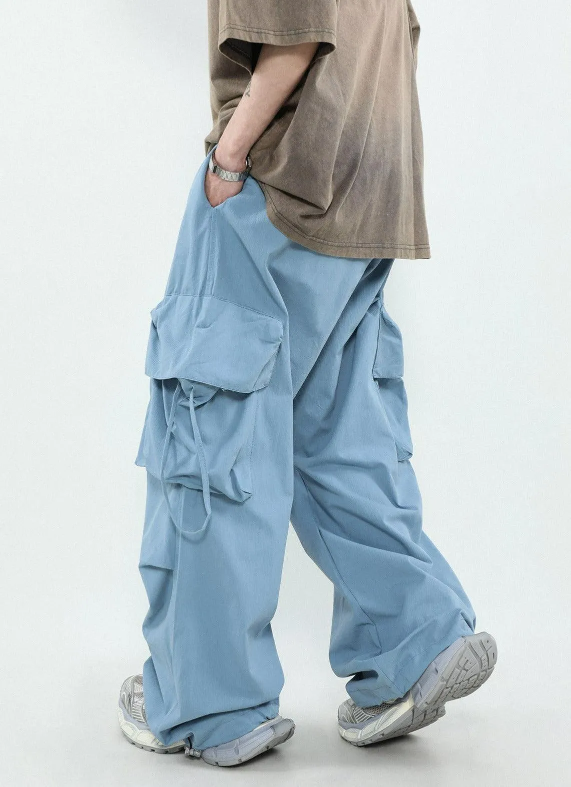 Casual Pleated Parachute Cargo Pants