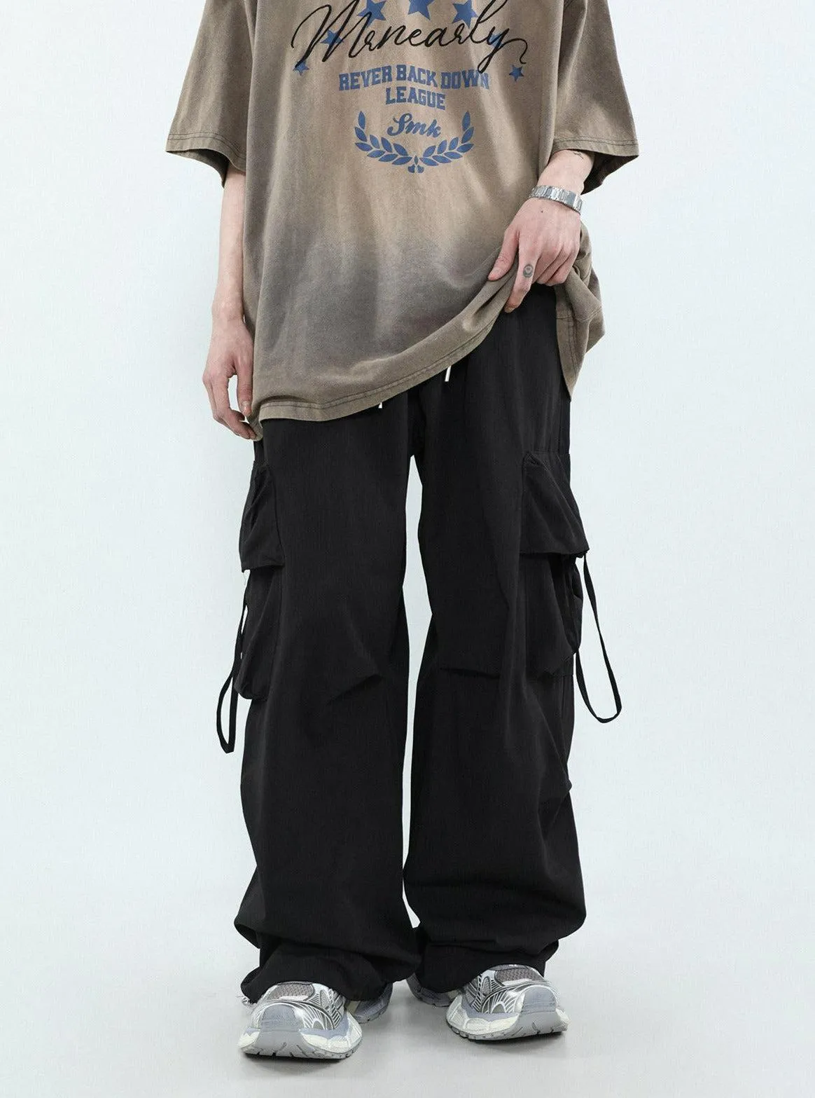 Casual Pleated Parachute Cargo Pants