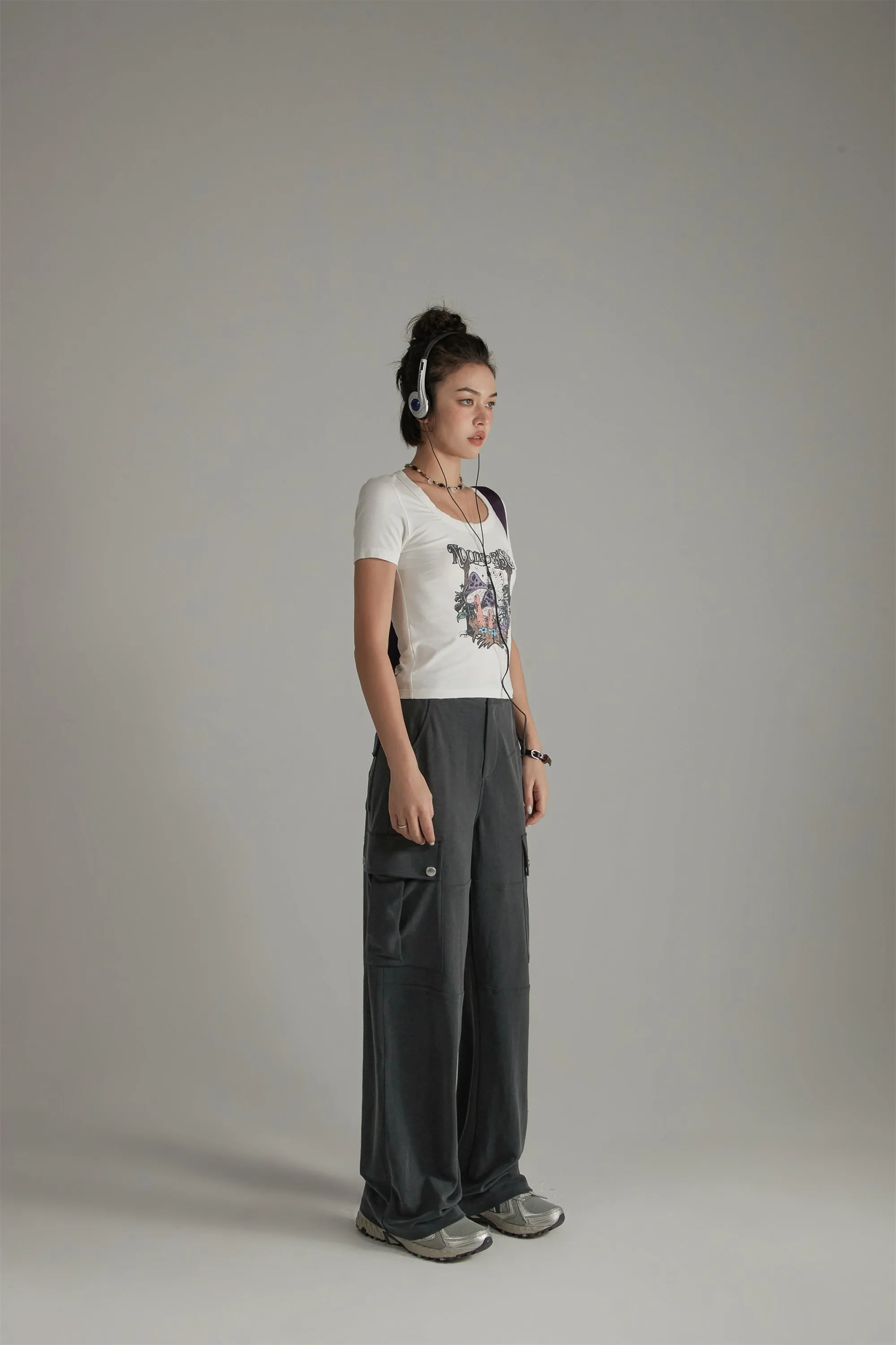 Casual Pockets Wide Cargo Pants