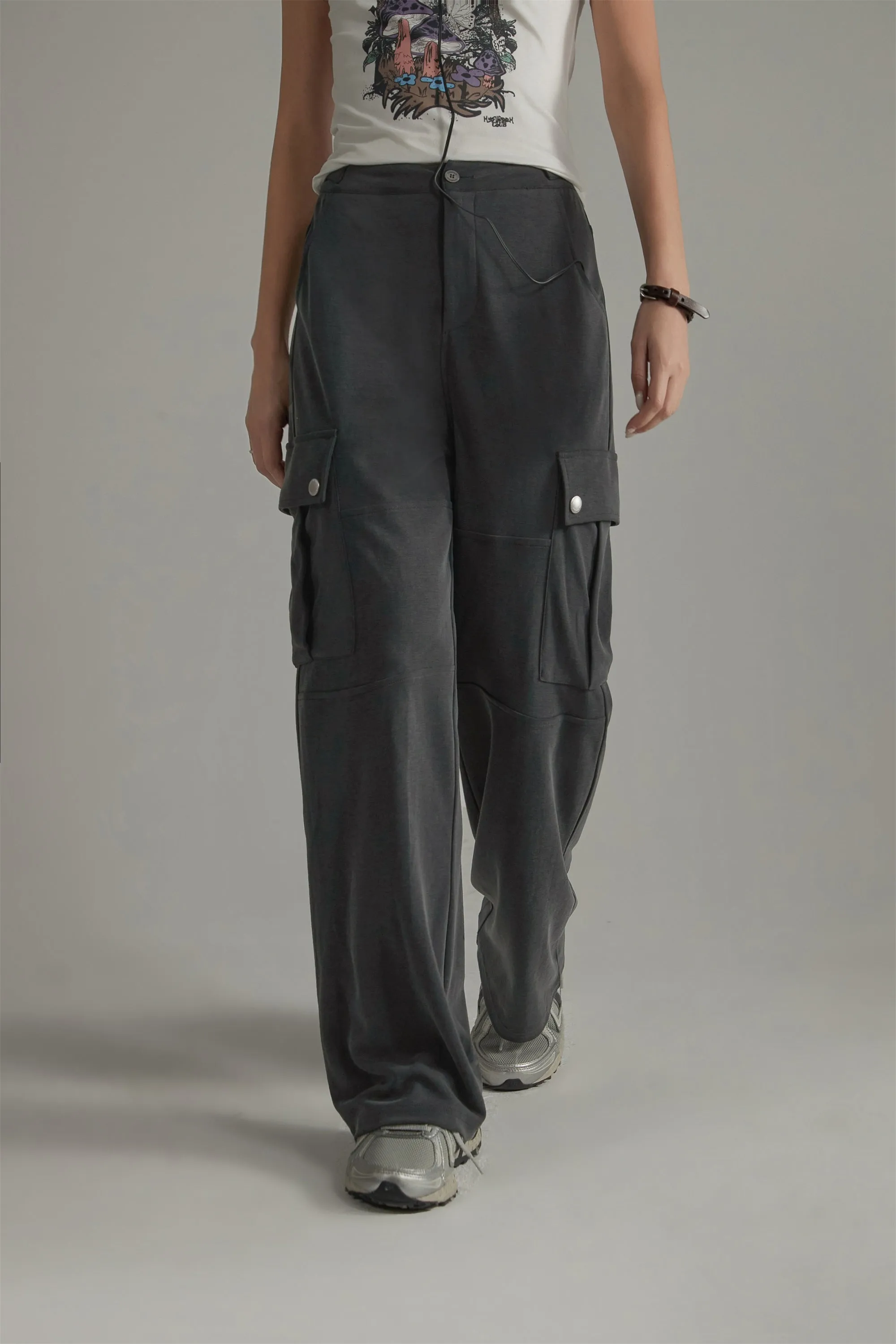 Casual Pockets Wide Cargo Pants