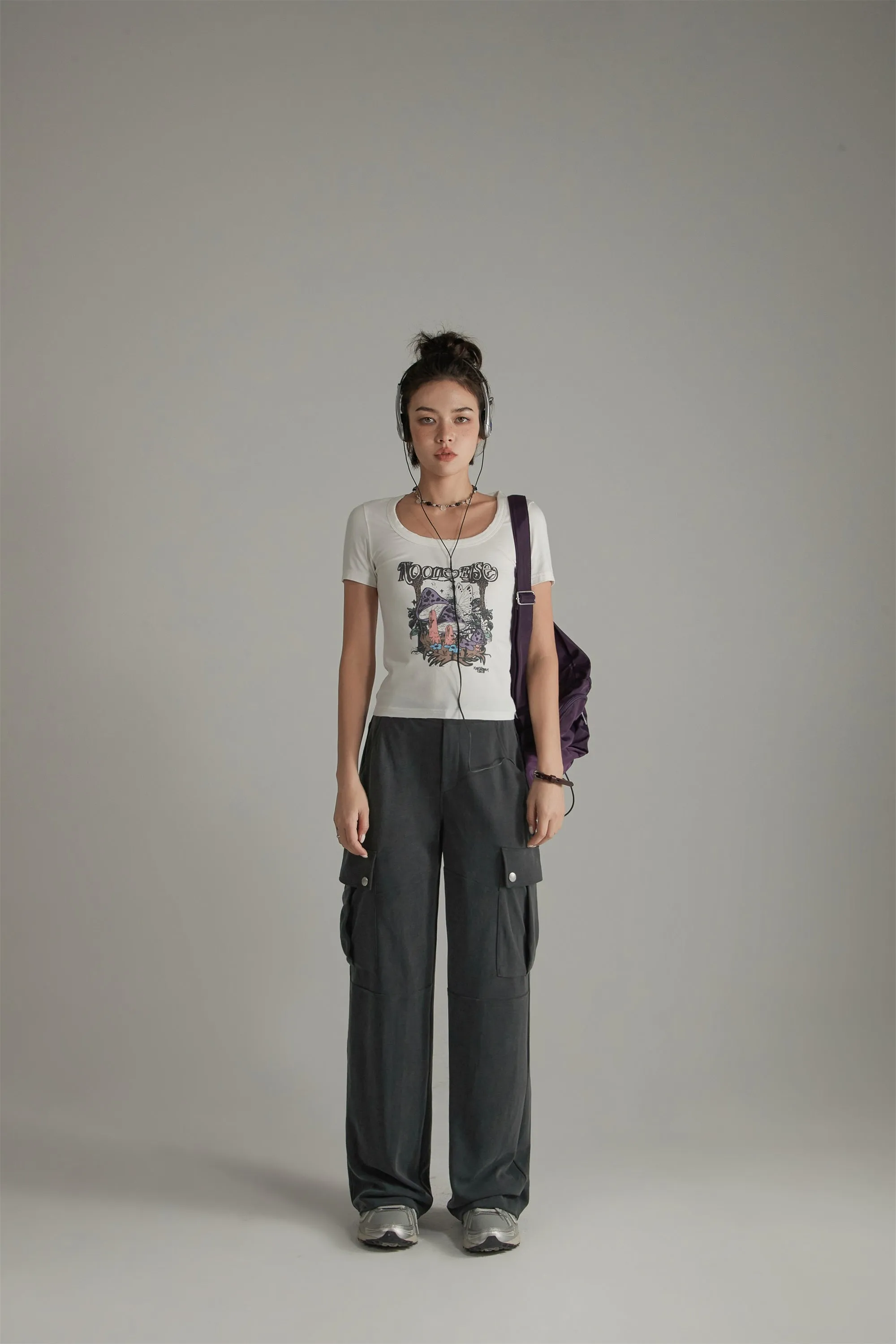 Casual Pockets Wide Cargo Pants