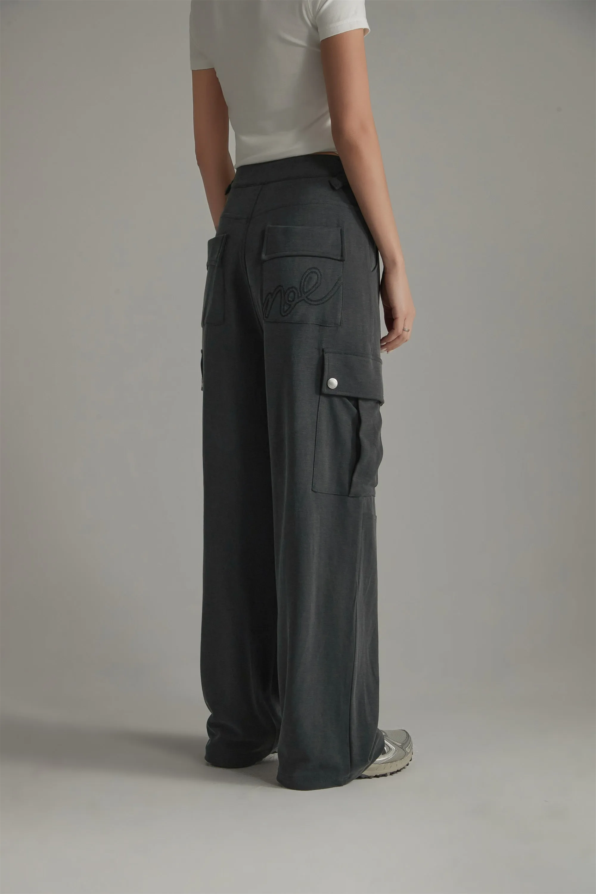 Casual Pockets Wide Cargo Pants