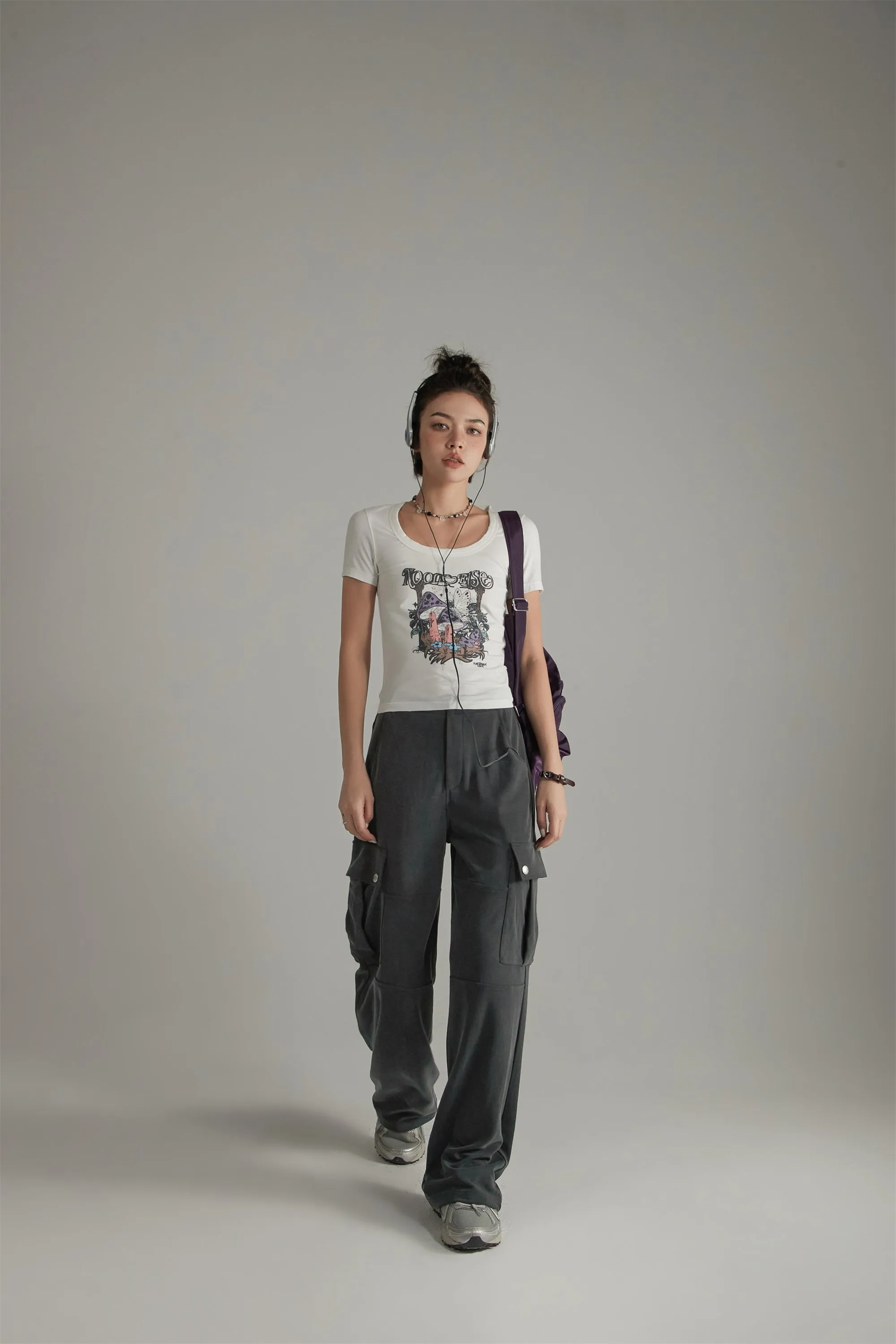 Casual Pockets Wide Cargo Pants