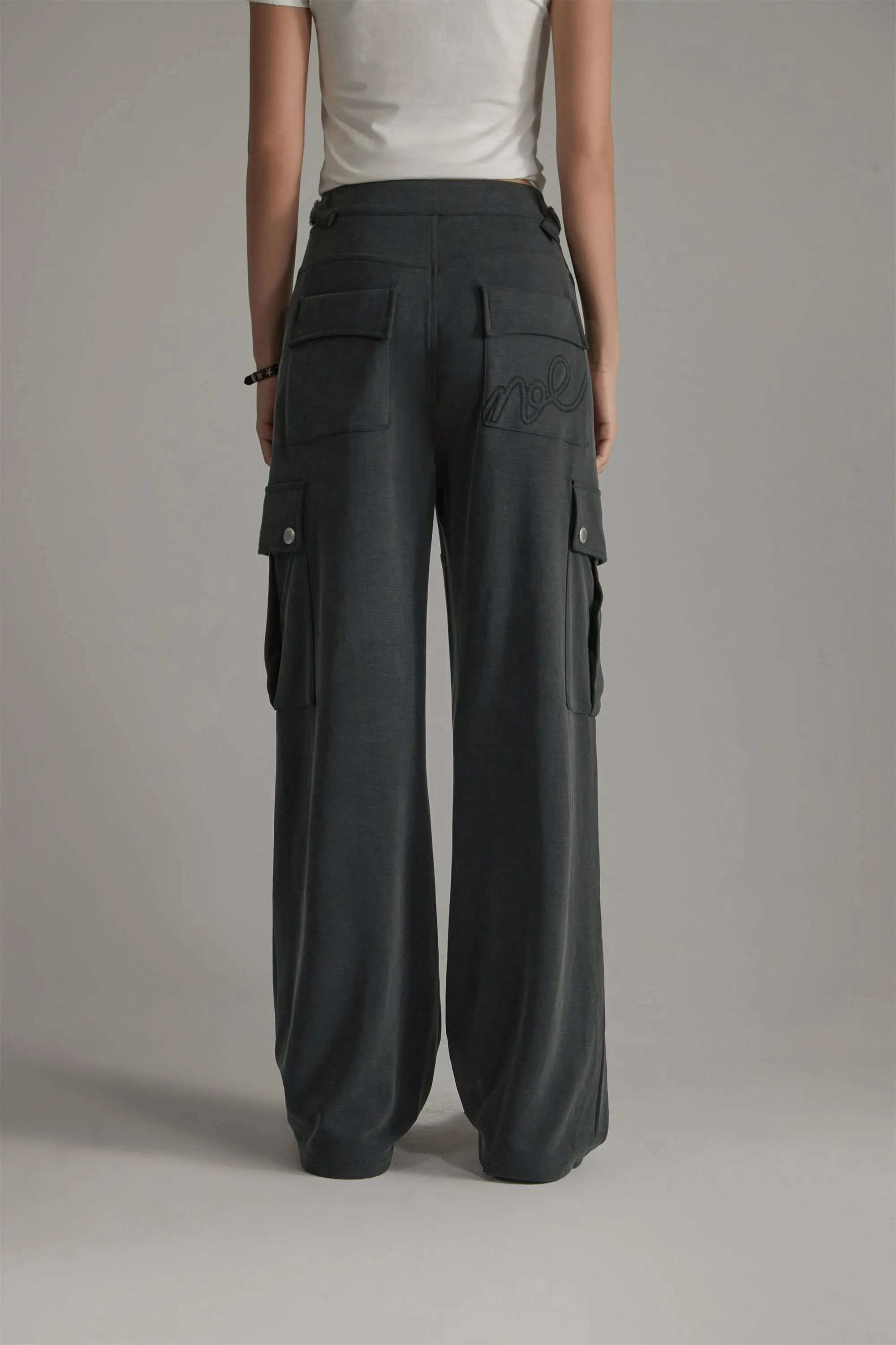 Casual Pockets Wide Cargo Pants