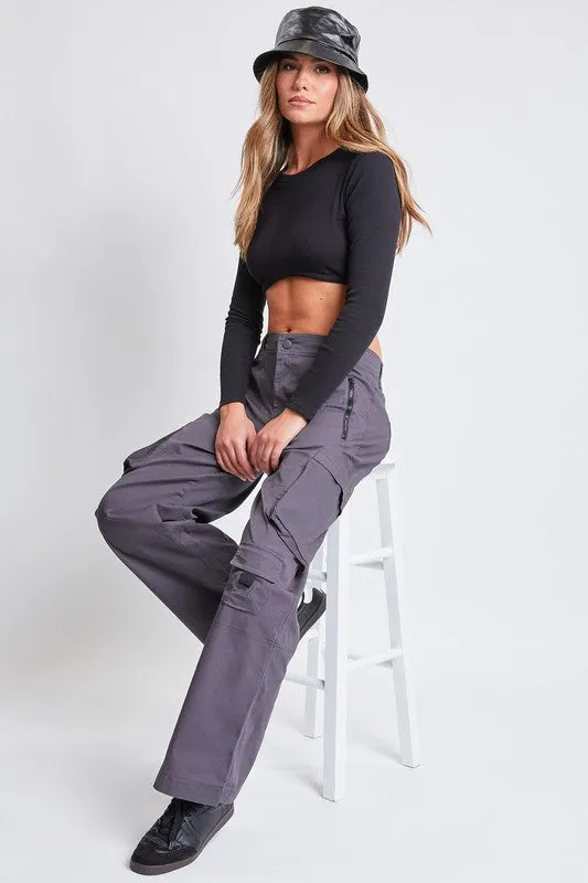 Char-Charcoal Junior High-Rise Relaxed All Day Cargo Pants