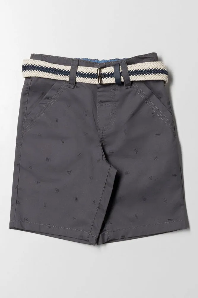 Chino Shorts with Belt Charcoal