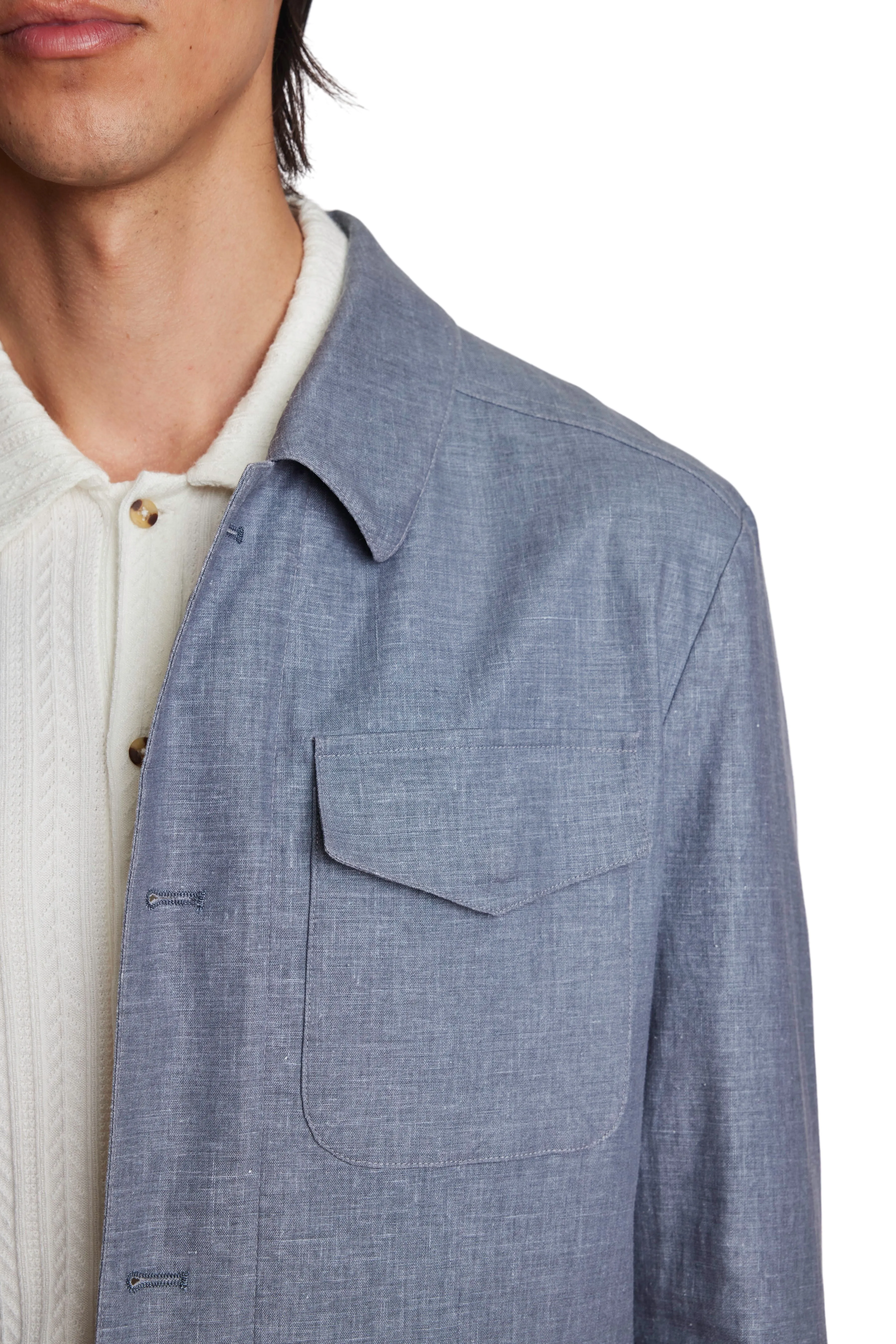 City 4 Pocket Jacket - slim - Steel Linen