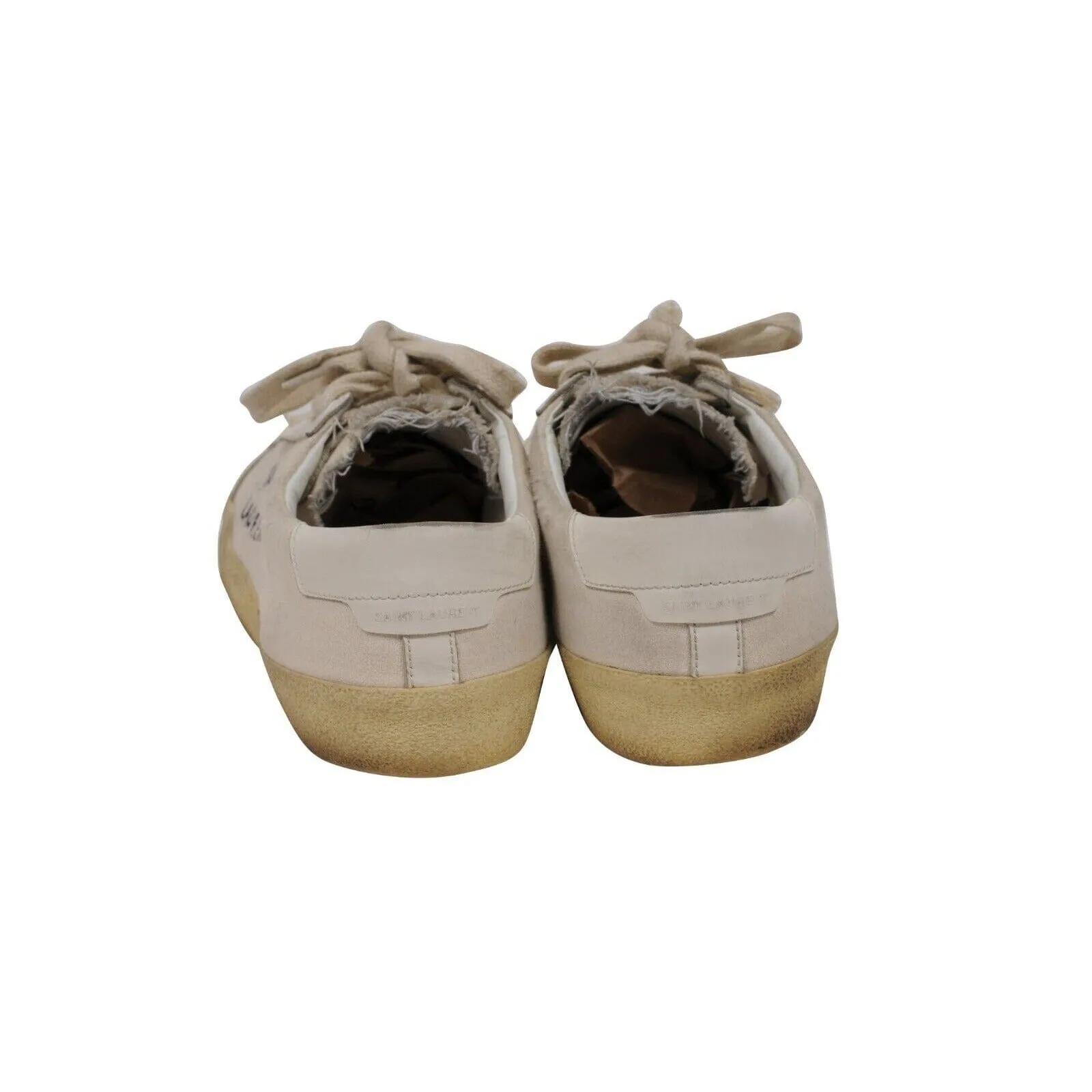 Court Classic Sneakers Beige White Canvas Logo Low Top