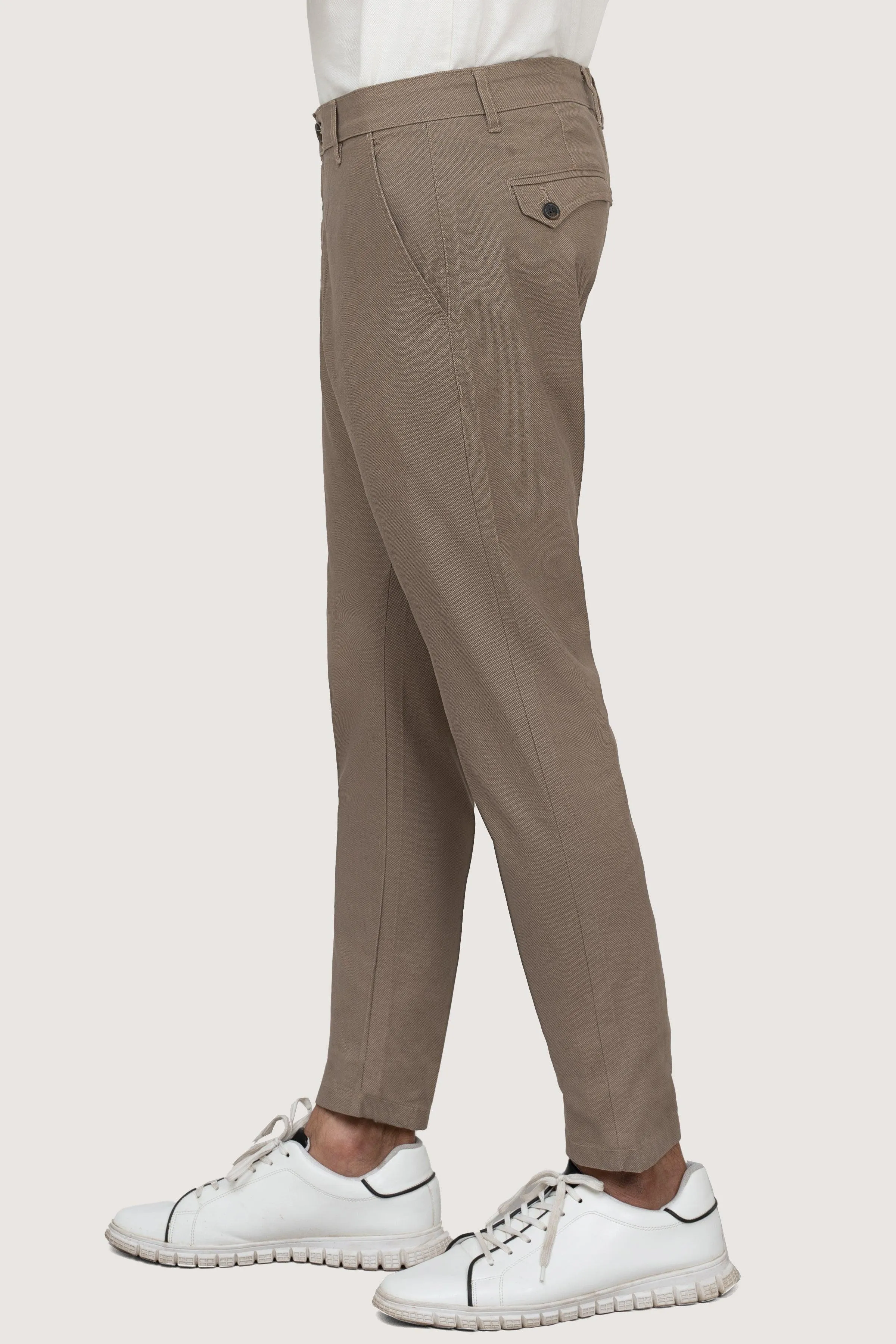 CROSS POCKET PRINTED SLIMFIT LIGHT KHAKI PANT