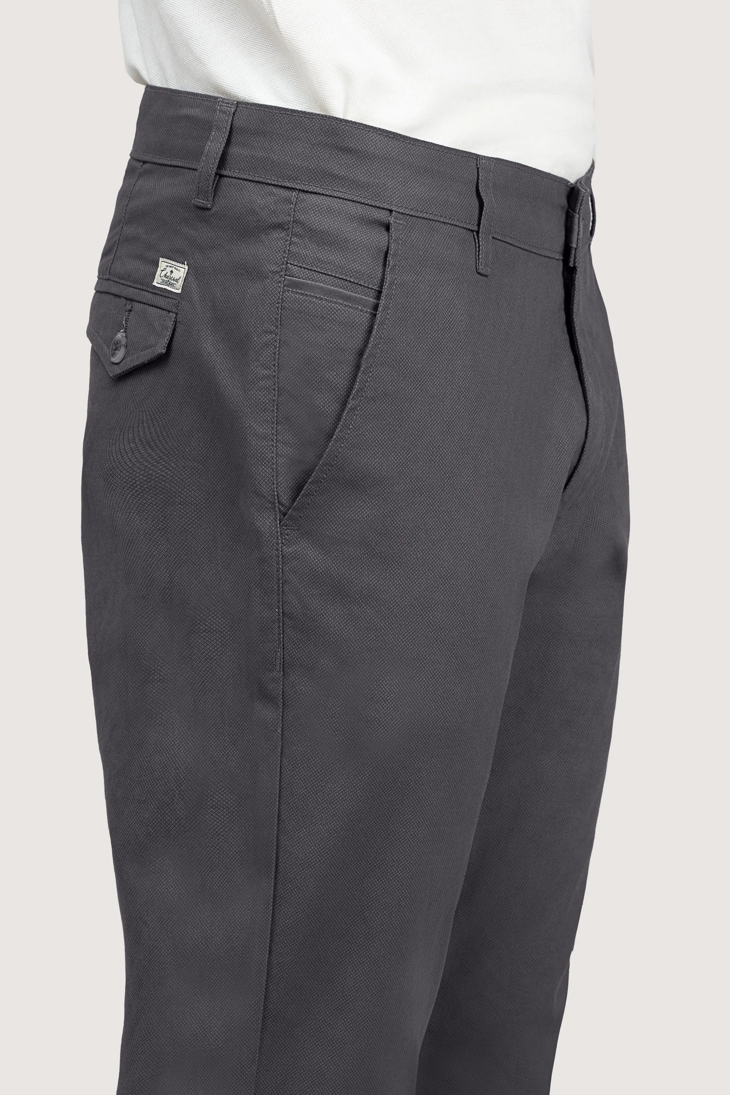 CROSS POCKET PRINTED SLIMFIT PANT DARK GREY