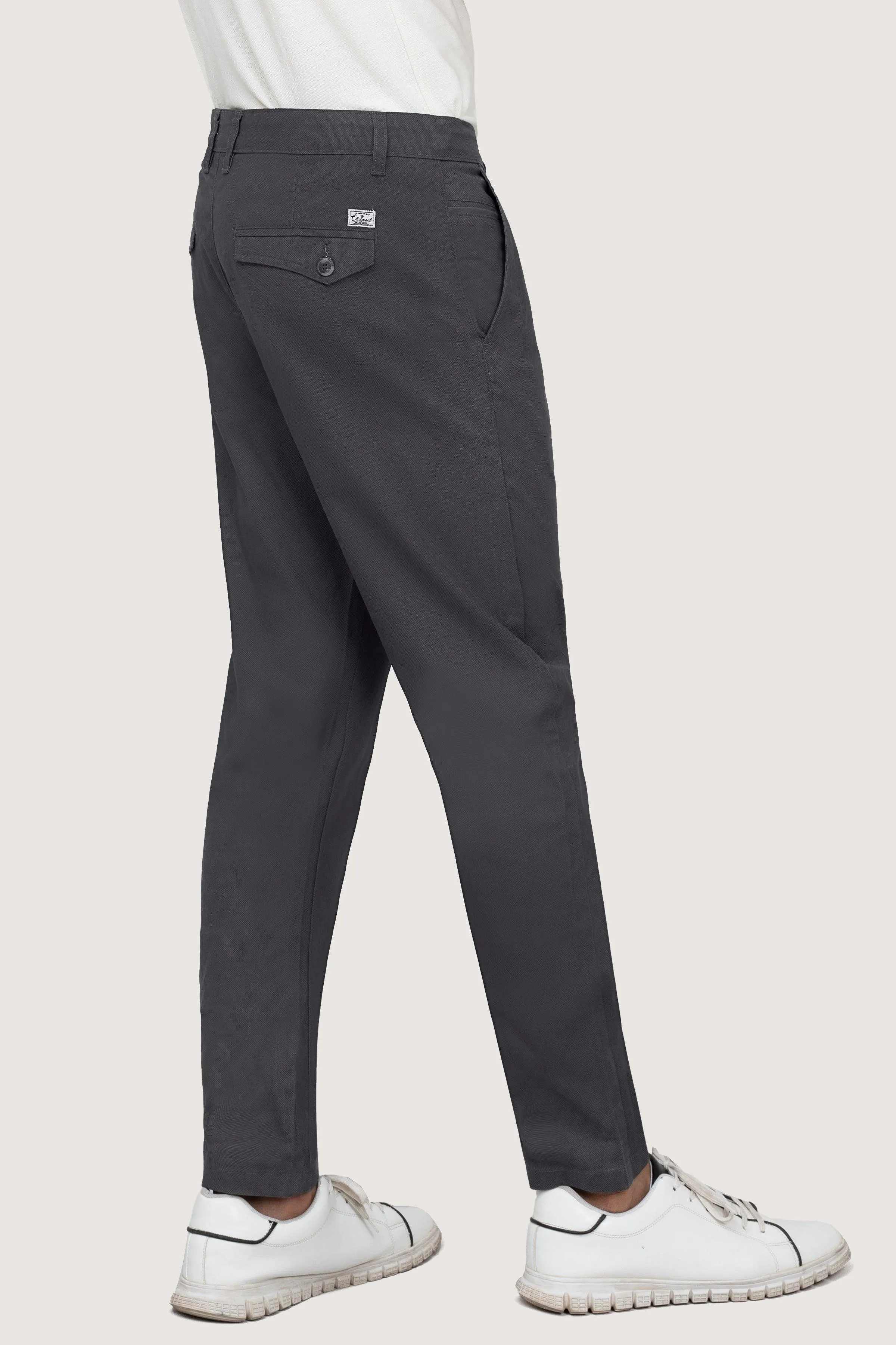 CROSS POCKET PRINTED SLIMFIT PANT DARK GREY