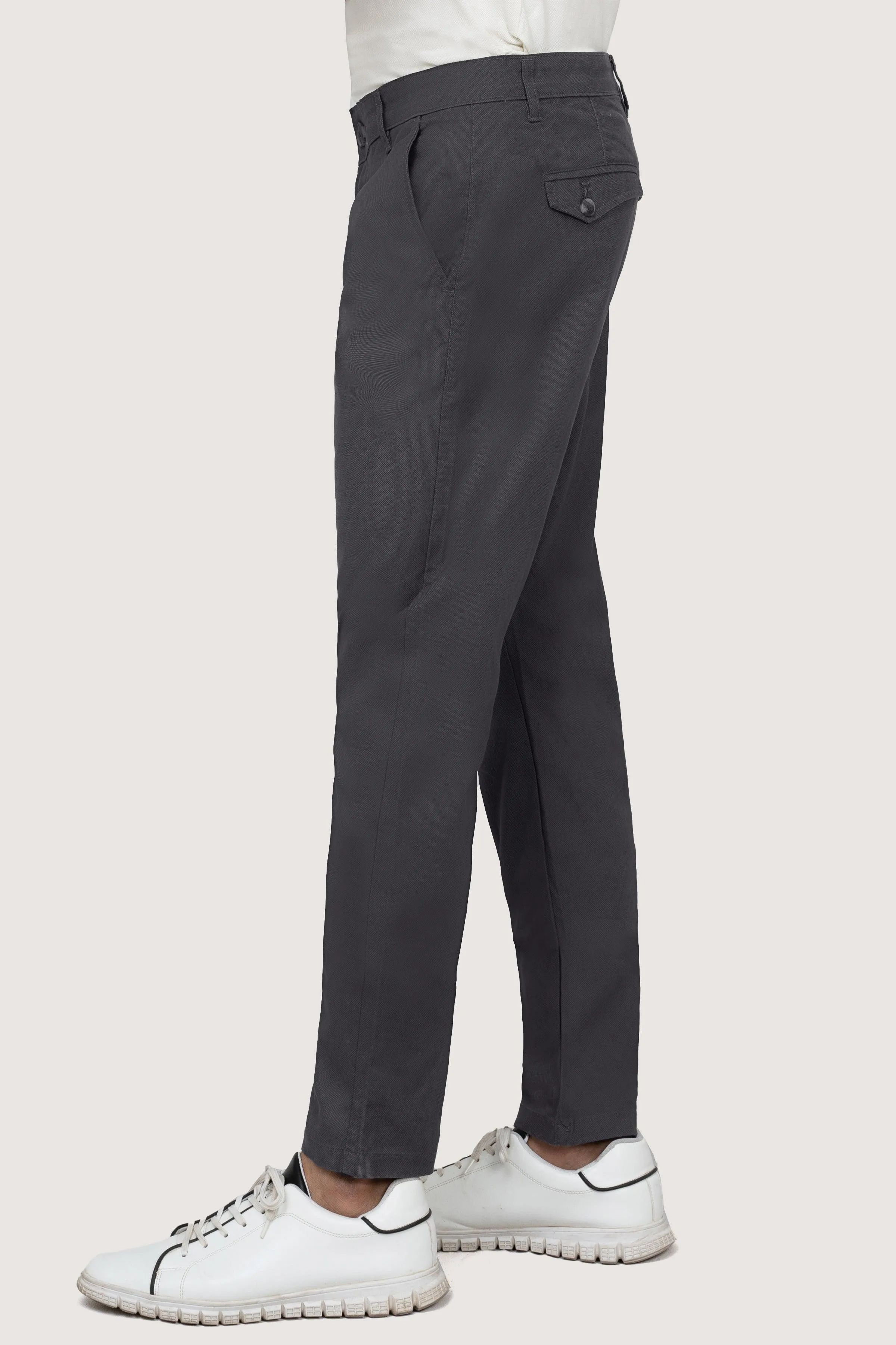 CROSS POCKET PRINTED SLIMFIT PANT DARK GREY