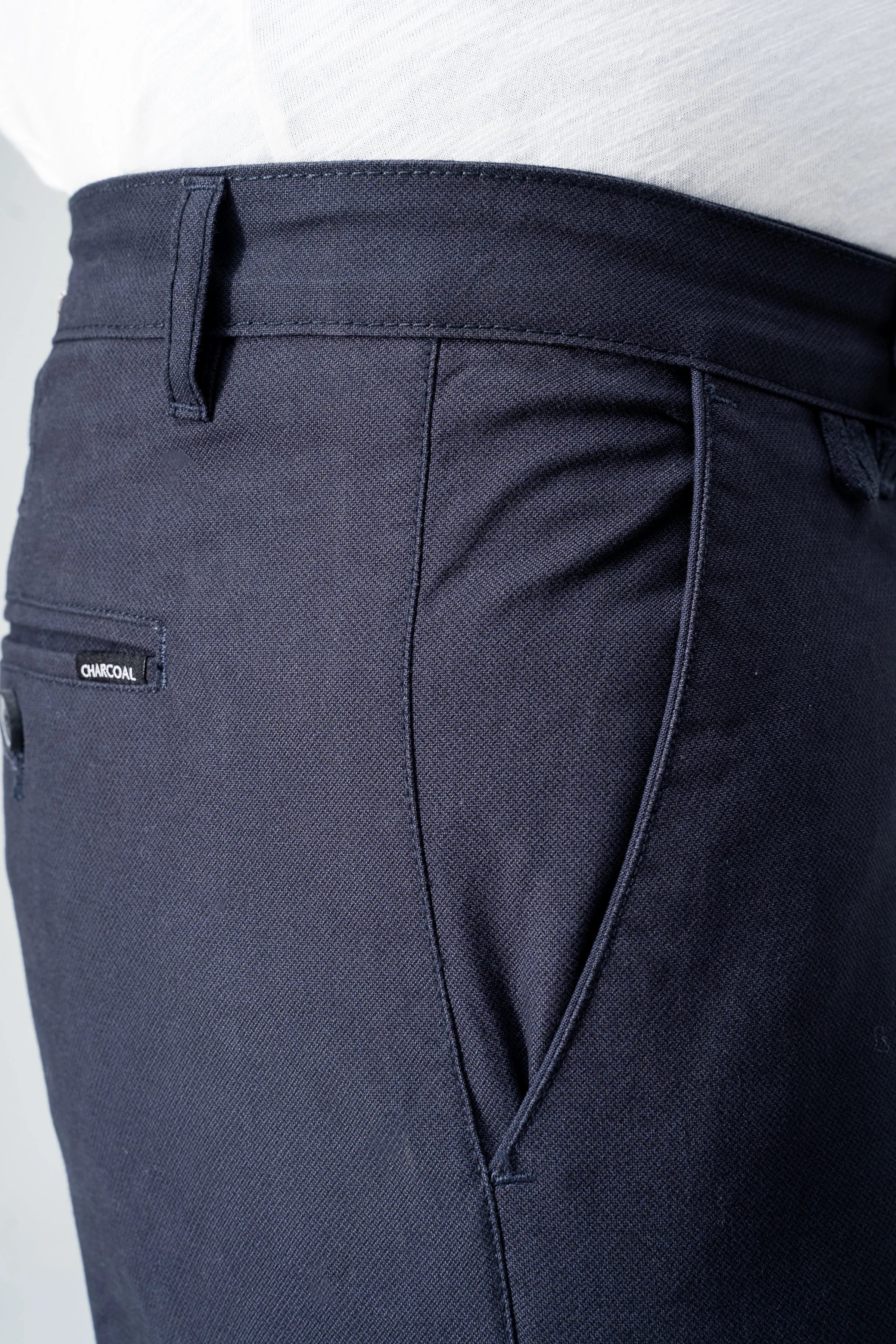 CROSS POCKET PRINTED SLIMFIT PANT NAVY