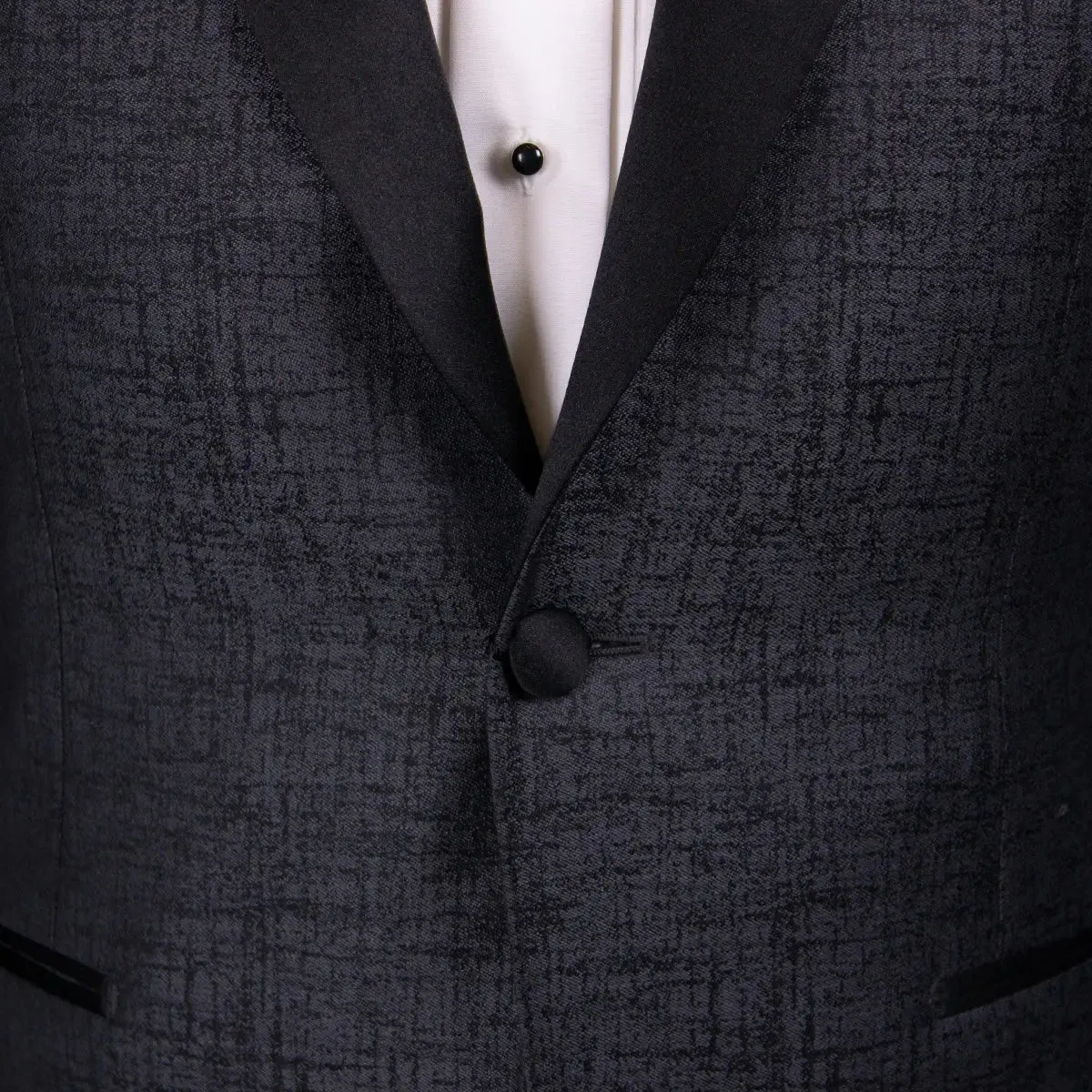 Dark Grey Jacquard Weave Tuxedo Jacket