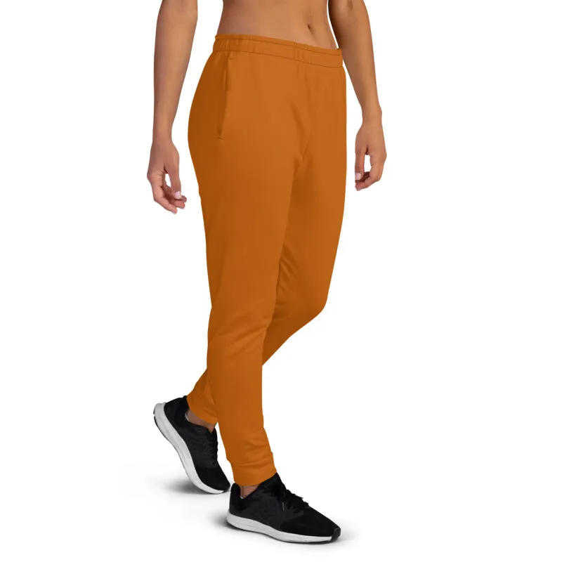 Desert Brown Women's Joggers, Solid Color Premium Slim Fit Sweatpants - Made in EU