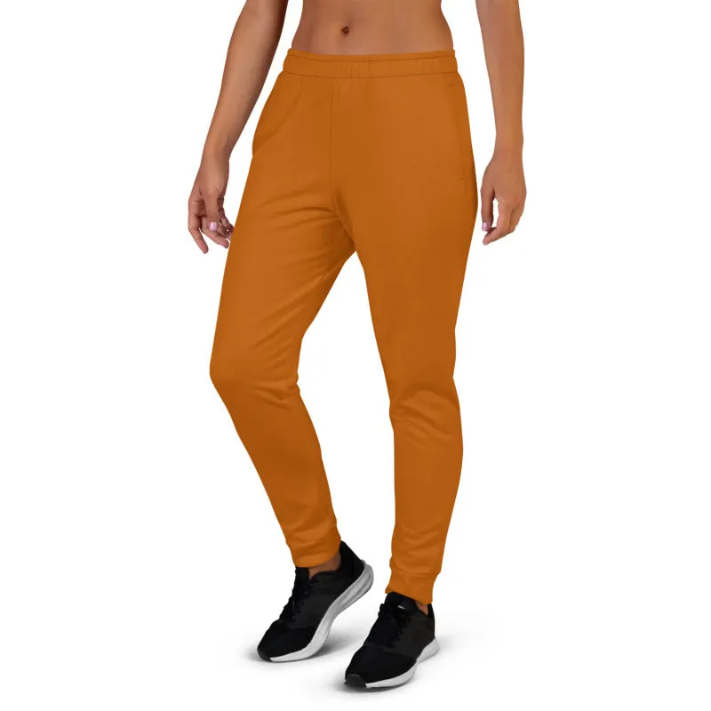 Desert Brown Women's Joggers, Solid Color Premium Slim Fit Sweatpants - Made in EU