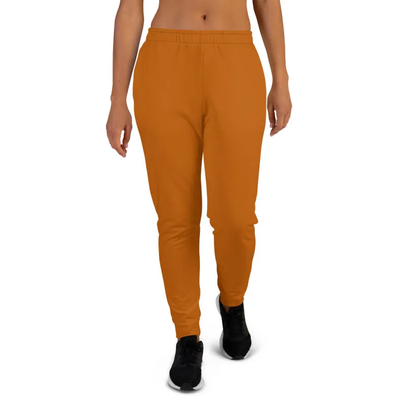 Desert Brown Women's Joggers, Solid Color Premium Slim Fit Sweatpants - Made in EU