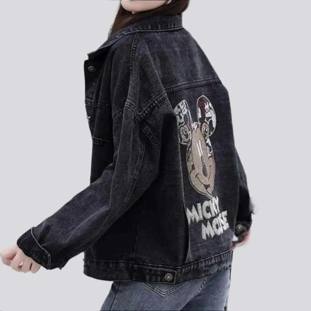 Disney back embroidery denim jacket