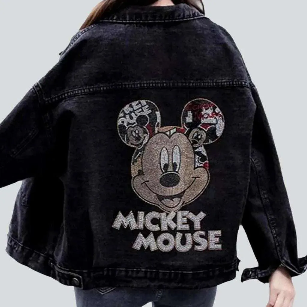 Disney back embroidery denim jacket