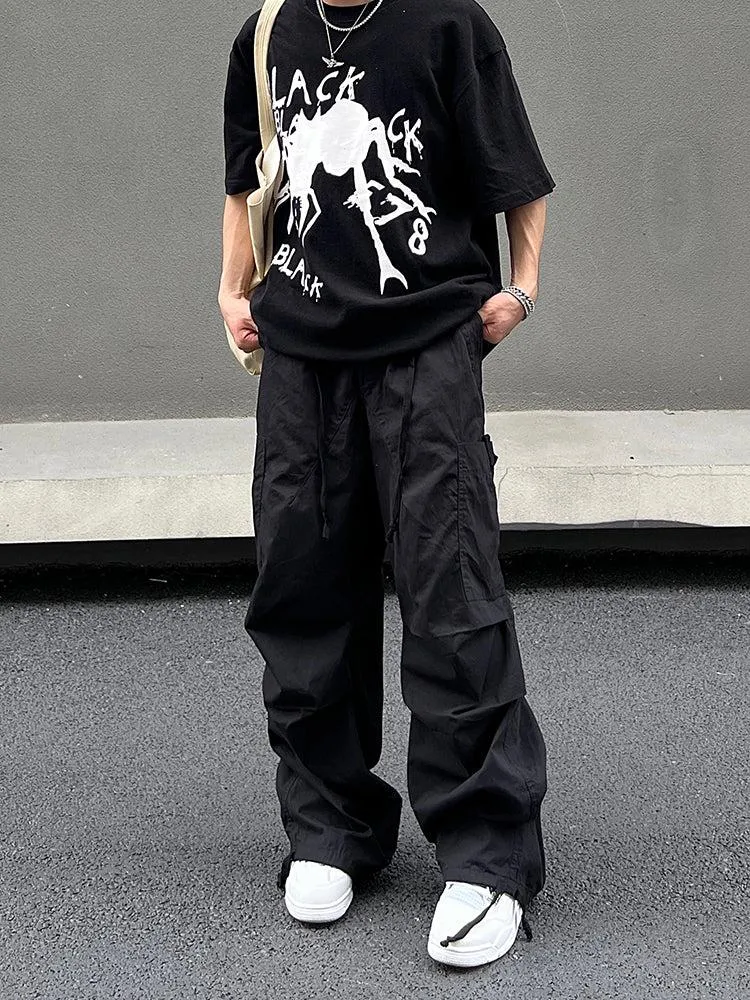 Drawstring Cuff Nylon Cargo Pants