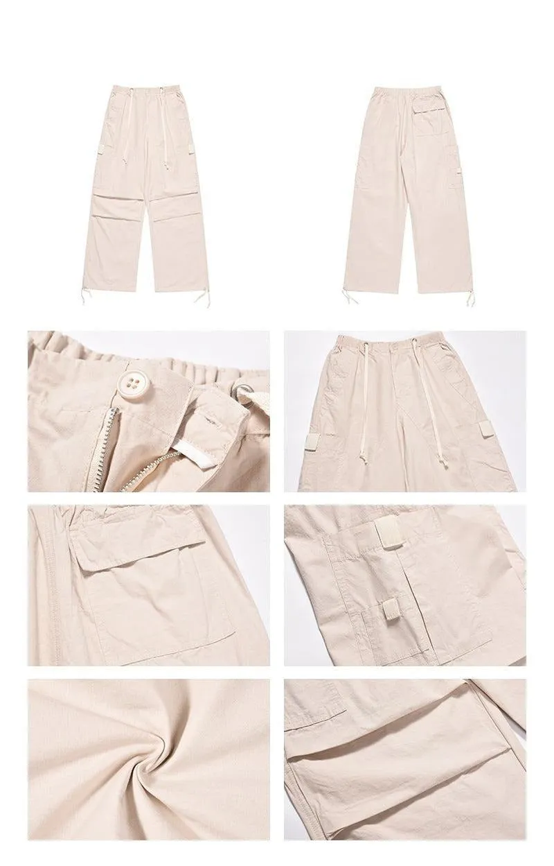 Drawstring Cuff Nylon Cargo Pants