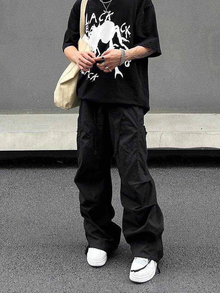 Drawstring Cuff Nylon Cargo Pants