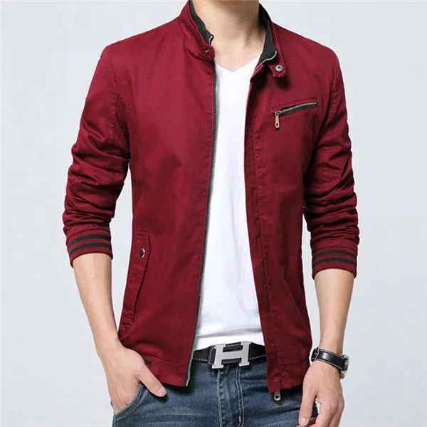 Fashion Male Jackets Solid Stand Collar Zipper High Quality Jacket