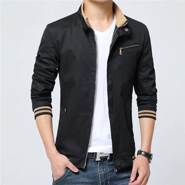 Fashion Male Jackets Solid Stand Collar Zipper High Quality Jacket