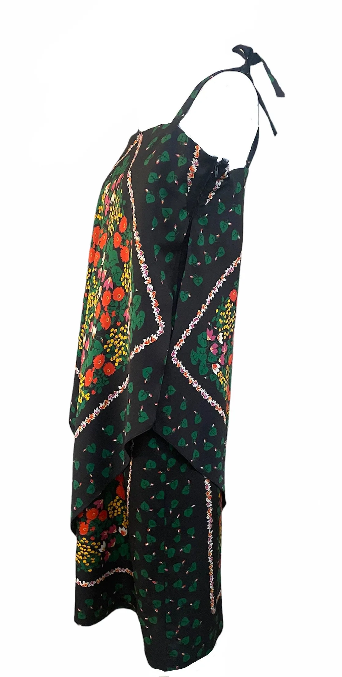 Frank Usher 70s Handkerchief Hem Sun Dress with Scarf