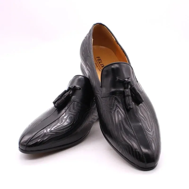 High quality men's leather shoes slip on casual tassel loafers driving