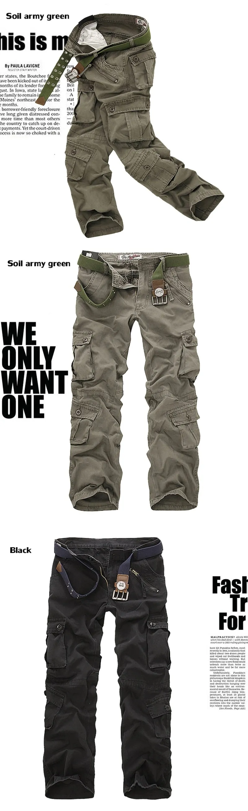 High Quality Men'S Pants Casual Multi Pocket Military Trousers For Men