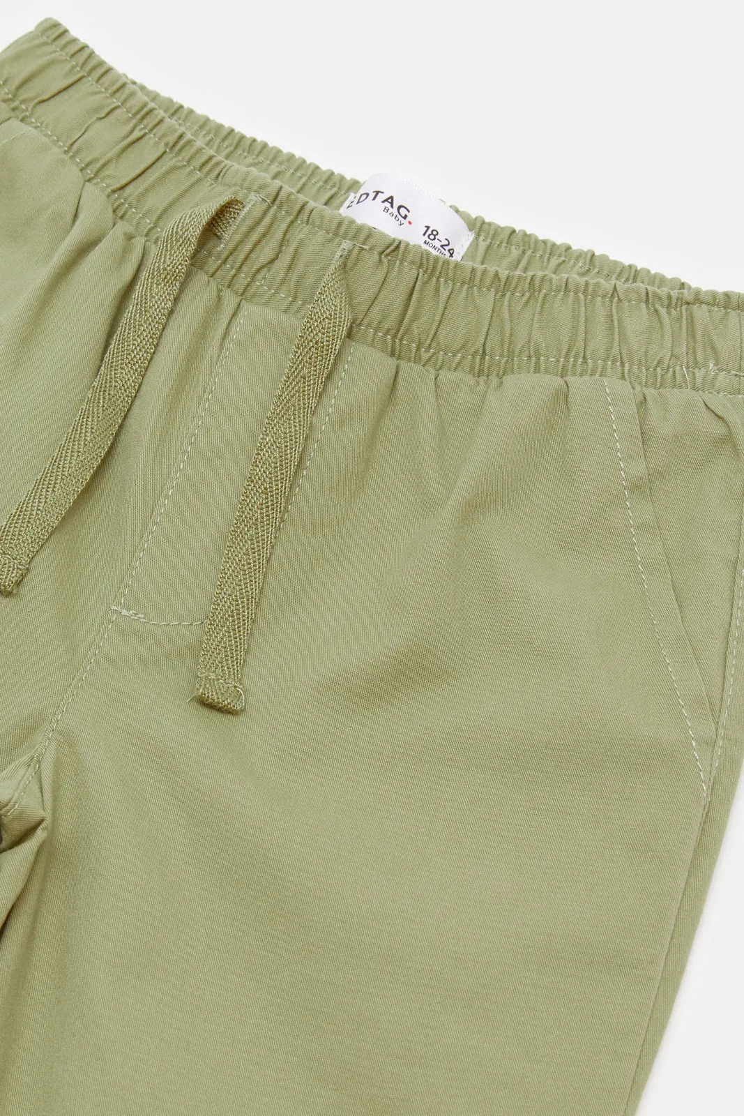 Infant Boys Green Twill Chino Jogger