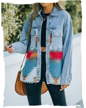 Jeans Casual Jackets 2022 Cowgirl jackets Western Denim Coat Ethnic Patchwork Denim Coat