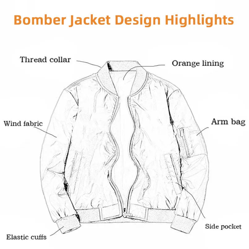 Jinquedai  Spring Bomber Jacket For Men Women Military Fly Jacket Varsity Baseball Flight Coat Mens Windbreaker Male Clothing  MA1