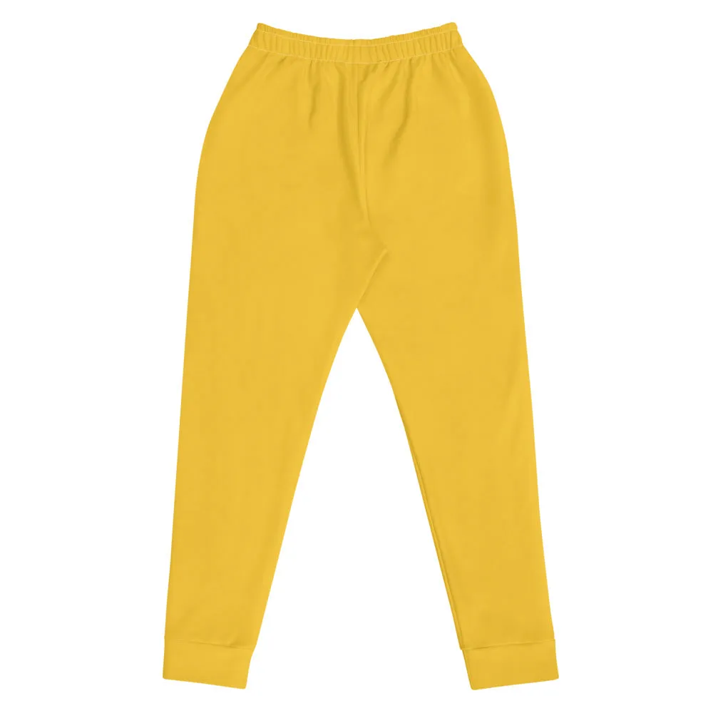 Lemon Yellow Women's Joggers, Solid Color Premium Slim Fit Soft Sweatpants-Made in EU