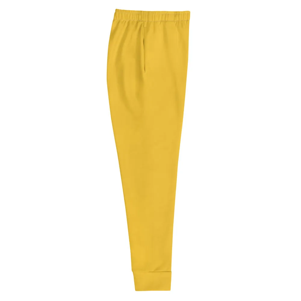 Lemon Yellow Women's Joggers, Solid Color Premium Slim Fit Soft Sweatpants-Made in EU