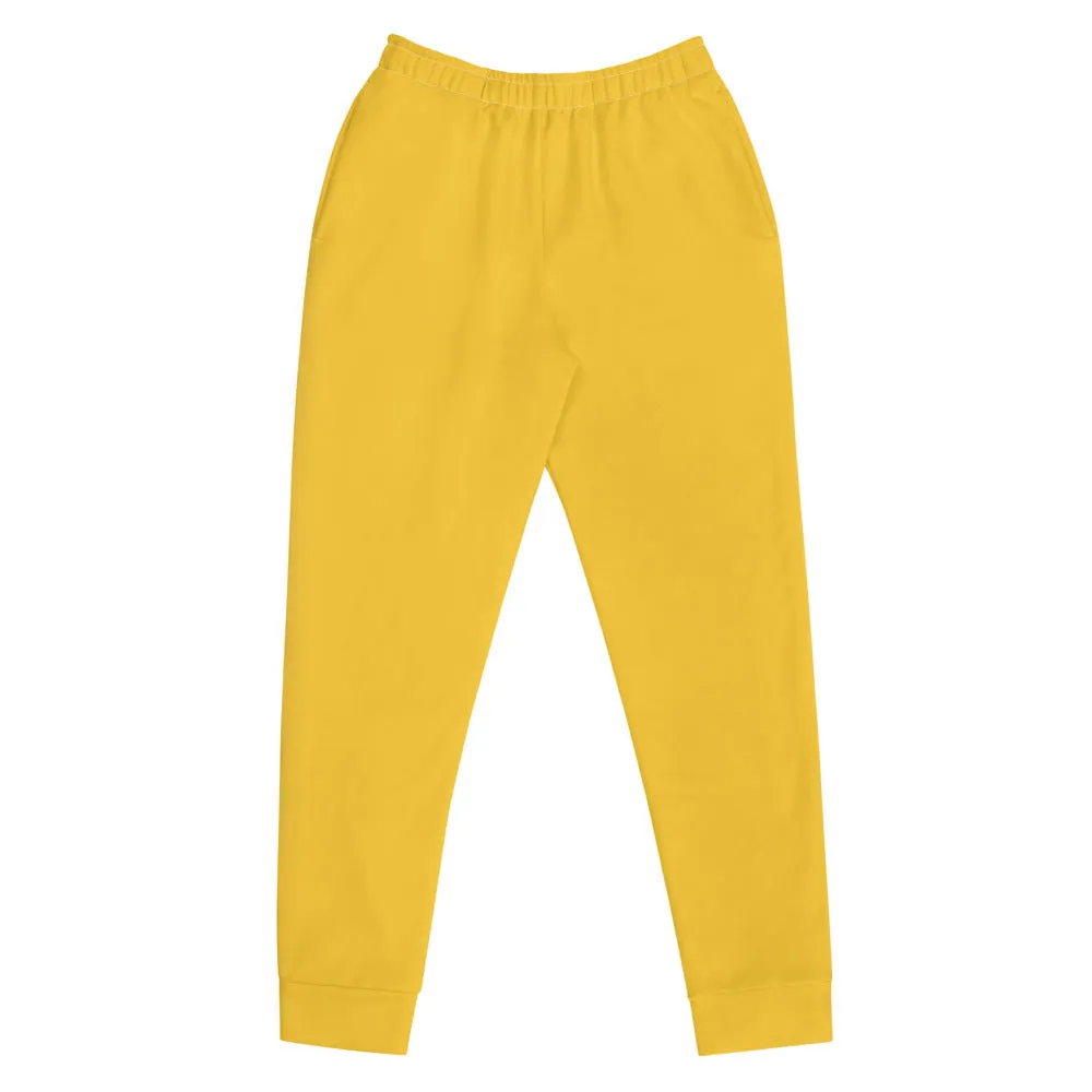 Lemon Yellow Women's Joggers, Solid Color Premium Slim Fit Soft Sweatpants-Made in EU